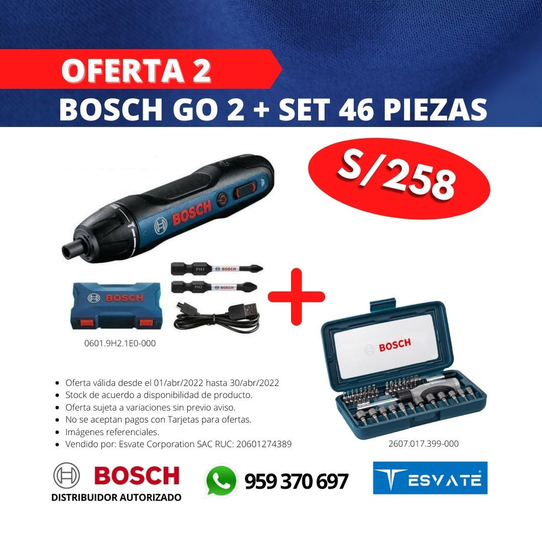 OFERTA 2 : BOSCH GO 2 + SET 46 PIEZAS