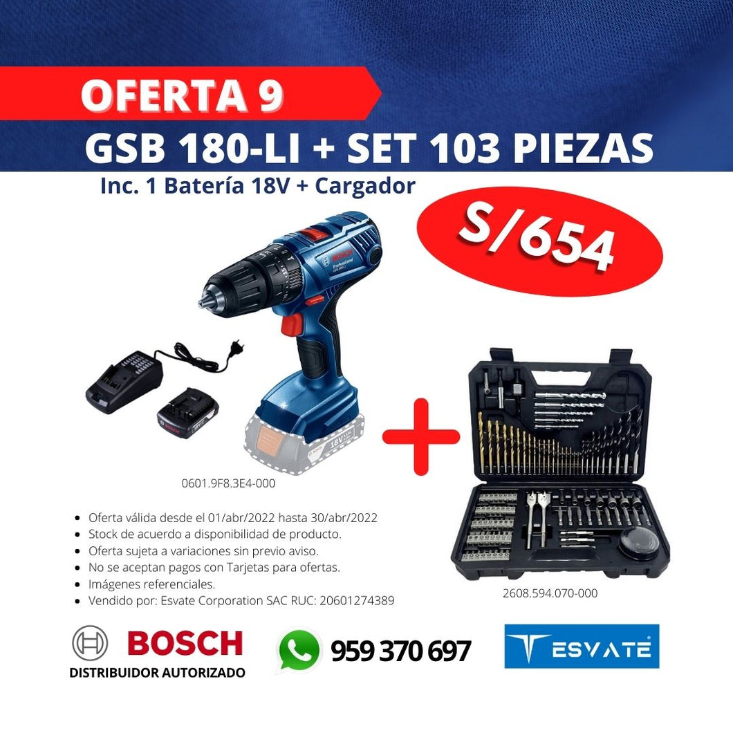 OFERTA 9: GSB 180 LI + SET 103 PIEZAS